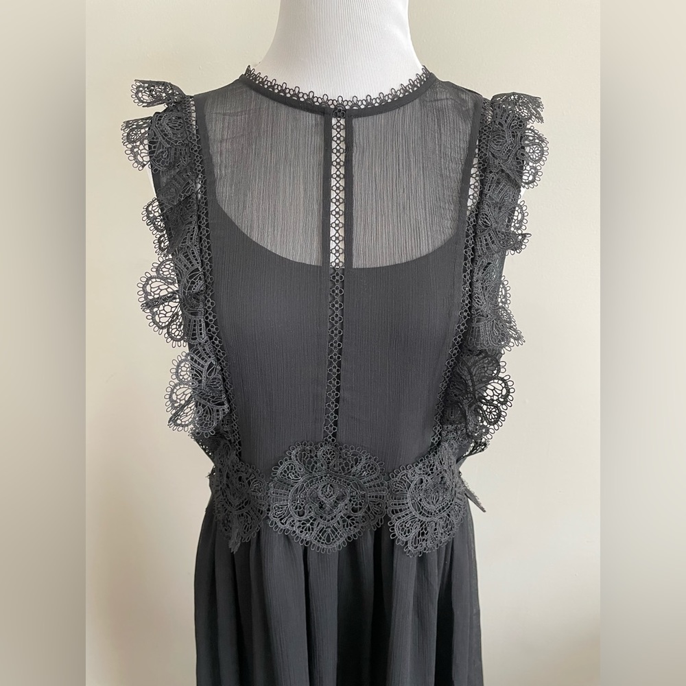 Ted Baker Sheer Lace Midi Dress Black (TB Size 4 = US Size 10)